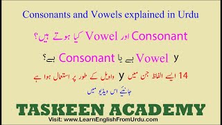 Consonants and Vowels explained in Urdu  Consonant Vowel sounds14 words with y as only vowel [upl. by Sigismund]