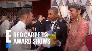 Pharrell Williams Receives the quotCoolestquot Gift from E at 2017 Oscars  E Red Carpet amp Award Shows [upl. by Atin]