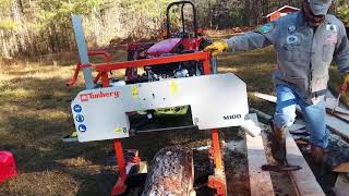 Part 1  Cutting BeamsLessons Learned Using Timbery M100 Sawmill [upl. by Seravart569]