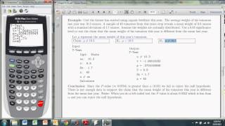 Hypothesis Tests about a Mean sigma unknown with the TI 8384 TTest [upl. by Etterraj879]