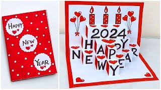 DIY Happy New Year greeting card 2024  New year 3D pop up card  How to make new year card [upl. by Sorensen]