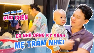 Bé Trâm rửa chén vì thua độ Ba Trọng và Lion kêu gọi cả nhà đăng ký kênh để Mẹ Trâm đạt nút vàng [upl. by Auhoj]