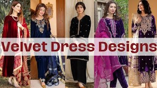 Latest Velvet Dress Designs 2024 Stylish Velvet Dress Design Ideas  New Velvet Suit Designs [upl. by Reve737]