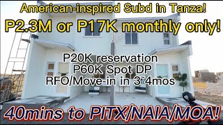 Americaninspired house and lot for sale in Tanza Cavite 40mins to PITXNAIAMOA  PleasantFields [upl. by Michaele]