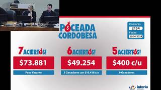 Sorteo de Quiniela POCEADA CORDOBESA Nº 2154 – 26062024 [upl. by Ttemme]