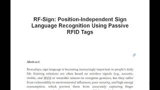 RF Sign Position Independent Sign Language Recognition Using Passive RFID Tags [upl. by Attelrac749]