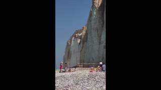 Cliff Collapse at Normandys Petites Dalles Beach Caught on Camera [upl. by Perlis]