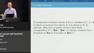 Ron Donagi  Hitchin’s system and Geometric Langlands [upl. by Ardnuahs]