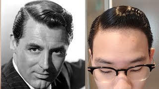 Cary Grant Hair Tutorial 1940s Side Part  Executive Contour For Fine Thin Straight Asian Hair [upl. by Shannon]