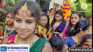 Telangana State Festival BATHUKAMMA Celebrations  Sri Chaitanya School  Thukkuguda [upl. by Otho]