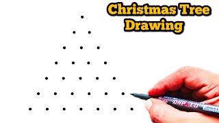 How to Draw Christmas Tree From Dots  Dots Drawing  Christmas Drawing [upl. by Bettencourt]