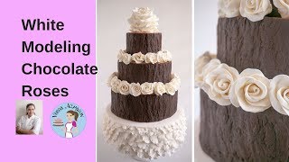 How to make White Modeling Chocolate Roses  Cake Decorating Tutorials [upl. by Eohce]