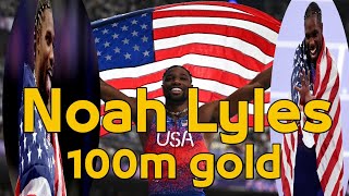 Noah Lyles won the Olympic 100m by 0005 seconds over Keeshan Thompson [upl. by Dahlstrom79]