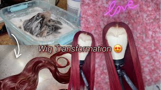 Wig Transformation 😍  Bleach Bath Burgundy Wig Plucking  Styling ft Amazon Hair [upl. by Amme71]