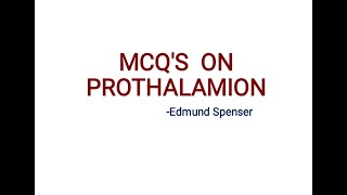 Prothalamion  Edmund Spenser  MCQs  PGTRBNET [upl. by Aeynod]