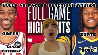 DEMAR INSANE CLUTCH 46PTS BULLS at PACERS  FULL GAME HIGHLIGHTS  March 13 2024  REACTION [upl. by Oab533]