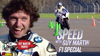 Guys bike VS Red Bull F1 Car  the Slalom test  Guy Martin Proper [upl. by Glenn]