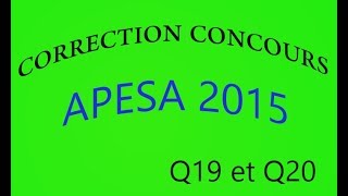 CORRECTION CONCOURS APESA 2015 Q19 Q20  EQUATION DIFFERENTIELLE [upl. by Amlet]