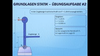 Technische Mechanik  Grundlagen Statik Übungsaufgabe Nr2 [upl. by Idyh]