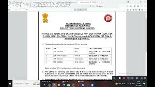 NOTICE ON TENTATIVE EXAM SCHEDULE FOR RRB [upl. by Knowland]