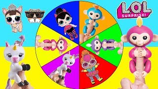 Spinning Wheel Game with Grinch and Fingerlings Untamed VS LOL Surprise Dolls Hot Toy for Christmas [upl. by Eneleoj348]