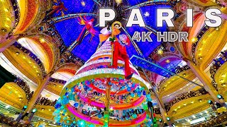 Paris France  Paris Christmas 4K HDR  Galeries Lafayette Haussmann Giant Christmas Tree [upl. by Etakyram334]