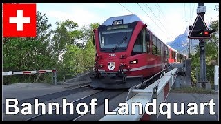 Berührungsbahnhof mit Bahnübergang in Landquart Schweiz 2018 [upl. by Roger]