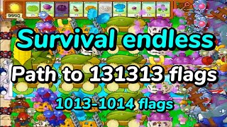 Plants vs Zombies Survival Endless Path to 131313 Flags  10131014 Flags [upl. by Lyrad570]