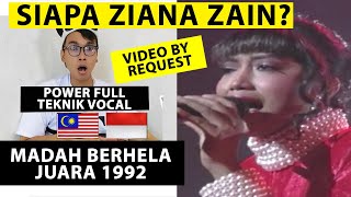 Ziana Zain  Madah Berhelah Live In Juara Lagu 1992  First Reaction Indo [upl. by Ynattyrb]