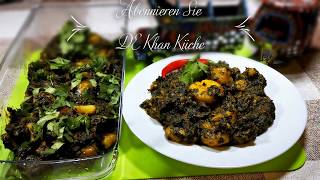 Pakistanisches Spinat Kartoffel Rezept  Palak Aloo Rezept  VEGAN  Pakistanische Rezepte [upl. by Nonnarb606]