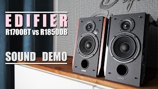 Edifier R1850DB vs Edifier R1700BT  Sound Demo w Bass Test [upl. by Ty]