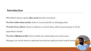 Presentation On McClellands Three Need Theory [upl. by Cordelia]