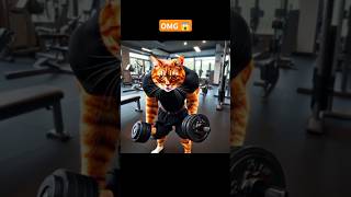 bodybuilder cat gym💪😾 cat gym workout bodybuilder cat viral ai [upl. by Ennaerb]