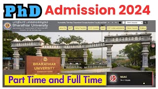 Bharathiar University🔴🔴 PhD Admission 2024 🔴 🔴 CoimbatoreTamil Nadu phd admission 2023 2024 [upl. by Ferneau]