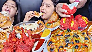 ASMREating Pizza🍕😍 Chicken Burger Shawarma Cheese bolls Speed Eating Mukbang [upl. by Venola946]