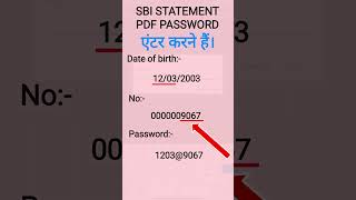 sbi bank statement pdf password kaise pata kare  how to open sbi statement pdf password [upl. by Natale]