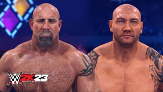 WWE 2K23  Goldberg Vs Batista FULL GAMEPLAY PS5 [upl. by Lemuela697]