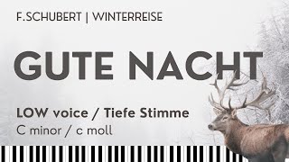 GUTE NACHT Schubert Winterreise Nr 1 Opus 89 Low Voice Piano Accompaniment [upl. by Aerdnaxela948]