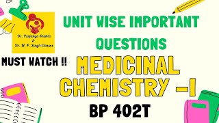 Unit Wise Important Questions of Medicinal ChemistryI  BP402T  BPharm 4th Semester [upl. by Drusus]