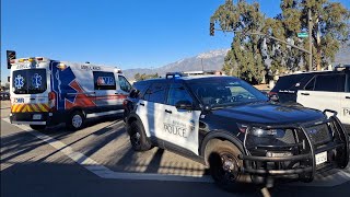 TRAFFIC COLLISION INVOLVING A PEDESTRIAN IN FONTANA ON FOOTHILL amp ALMERIA 11132024 [upl. by Nashner]