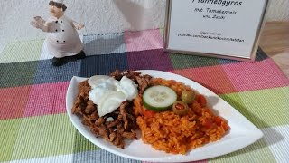 Gyros  Pfannengyros mit Tomatenreis und Zaziki  Rezept  Tutorial  HD [upl. by Mansfield]