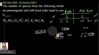 The number of species from the following which are paramagnetic and with bond order equal to one is [upl. by Oniratac]