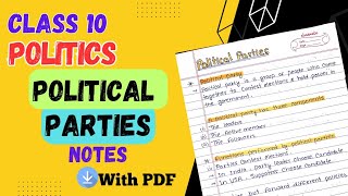 Political parties notes class 10th CBSE  Civics chapter 6 handwritten notes  political party notes [upl. by Levram661]