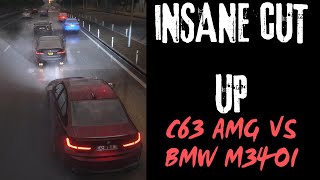 Intense Race C63 Takes on M340i in Traffic No Hesi [upl. by Bodkin]