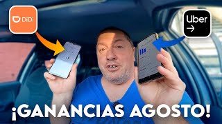 Mis ganancias de agosto con DIDI y UBER 🫰 Faltó Cabify y cartón lleno [upl. by Crean]