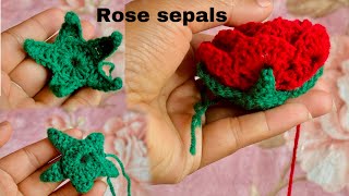 How to crochet a Rose Sepals beginner tutorial crochetleaf petals rasmitashrestha6100 [upl. by Koah584]