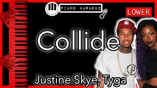 Collide LOWER 3  Justine Skye Tyga  Piano Karaoke Instrumental [upl. by Alah]