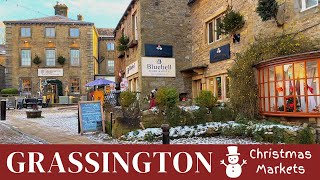 GRASSINGTON  Christmas Markets  a festive walk around a frosty North Yorkshire village [upl. by Murdock]