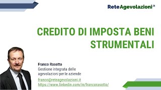 Credito Imposta Beni Strumentali 2021 [upl. by Ennalorac930]