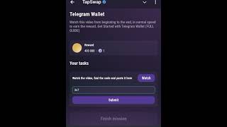 Telegram Wallet  Tapswap Code  Get Started with Telegram Wallet FULL GUIDE [upl. by Deys]